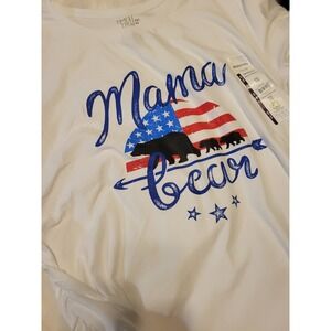 Time And Tru 4th Of July Mama Bear Red White Bblue Maternity Top NWT 2XL -Z